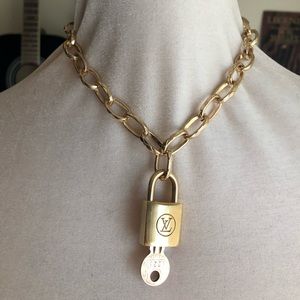 Authentic Louis Vuitton Padlock and Key necklace